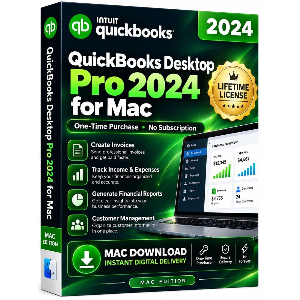 QuickBooks Desktop Mac Plus 2024 – Authentic License (1 User) | Guaranteed Activation