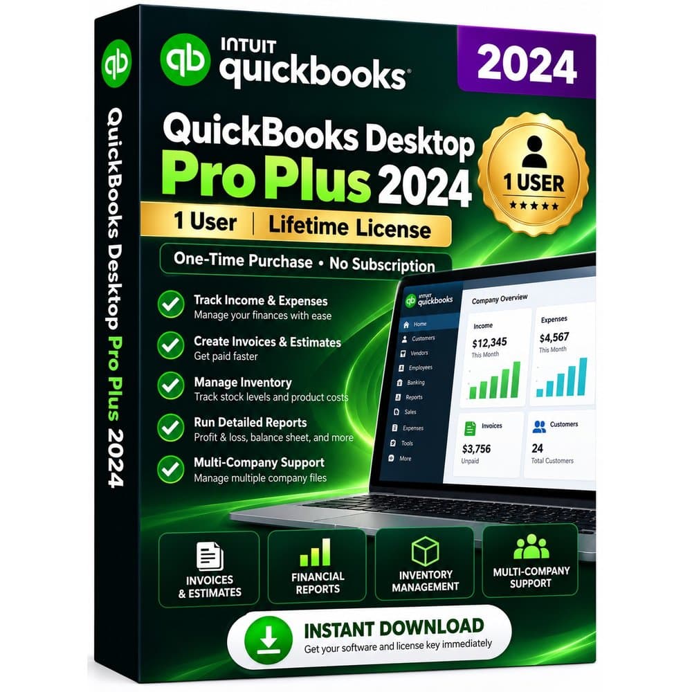 QuickBooks Desktop Pro Plus 2024 – Authentic License (1 User) | Guaranteed Activation