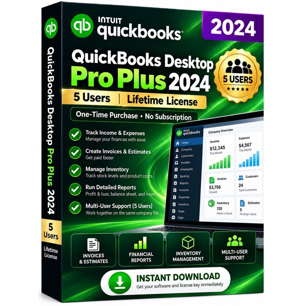 QuickBooks Desktop Pro Plus 2024 – Authentic License (5 Users) | Guaranteed Activation