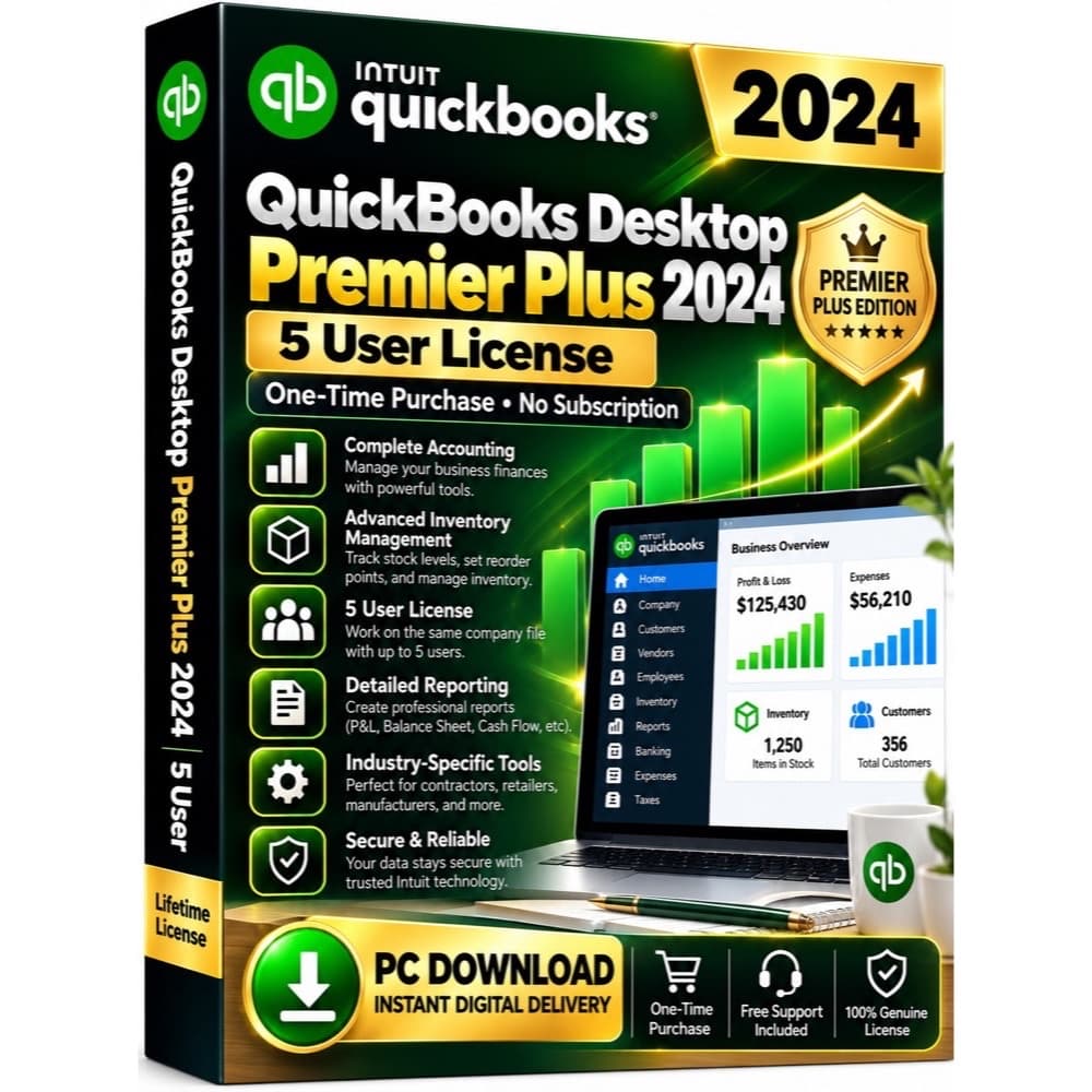 QuickBooks Desktop Premier Plus 2024 – Lifetime License Key – USA Version (5 Users)